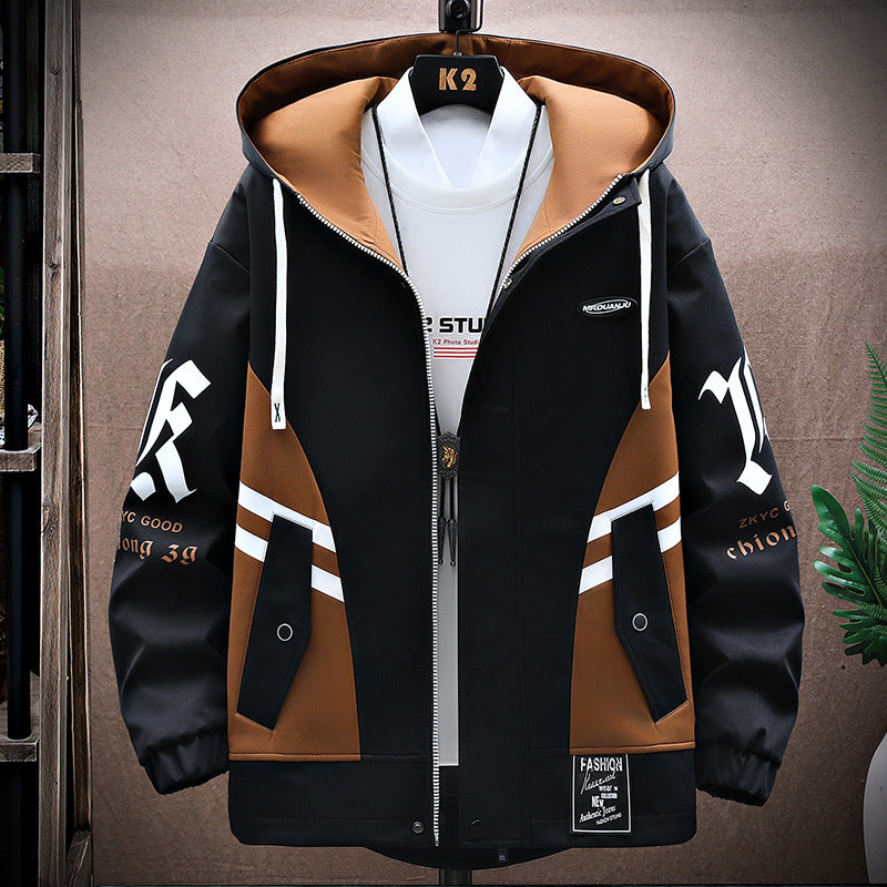 men's fall hooded jacket set