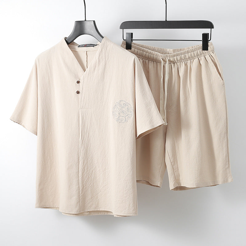 Loose Linen Menswear Clothing Two-Piece Set