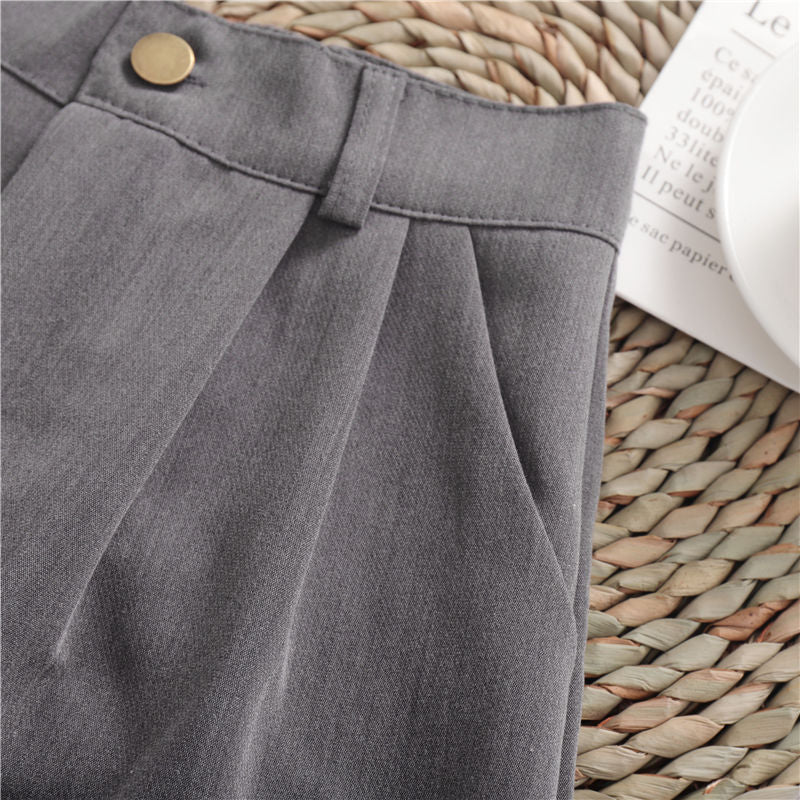 Solid Color All-Match Roll-Up Wide-Leg Casual Shorts