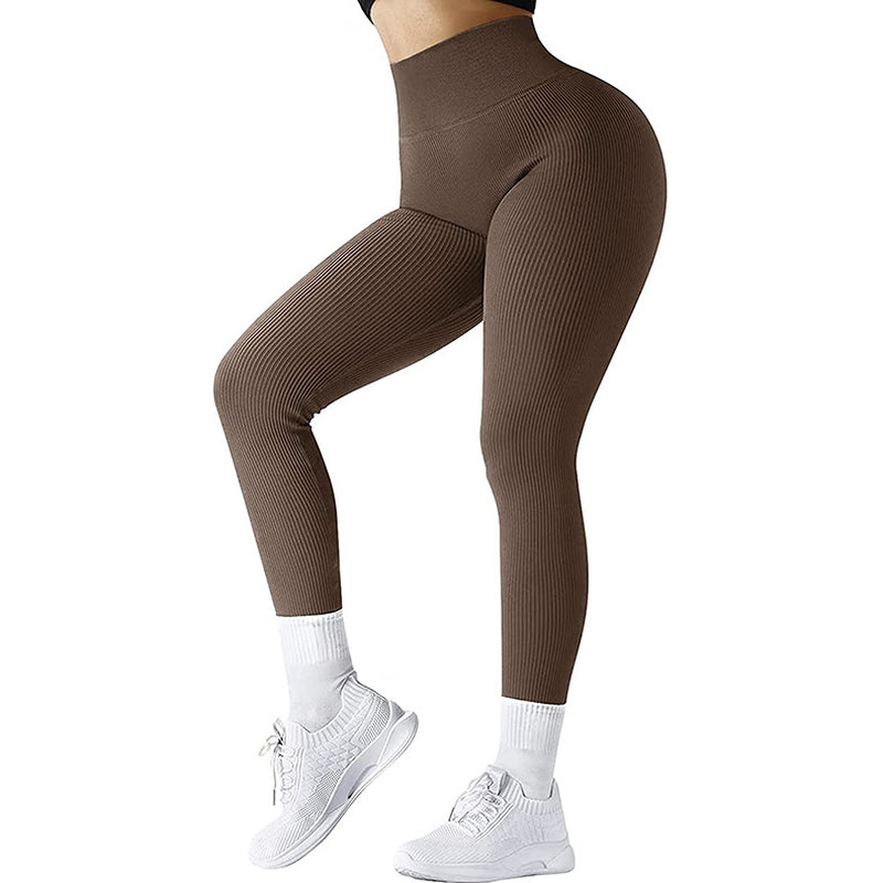 High Waist Seamless Leggings Threaded Knitted Fitness Pants Solid Women'S Slimming Sports Yoga Pants Elastic Running Sport Leggings