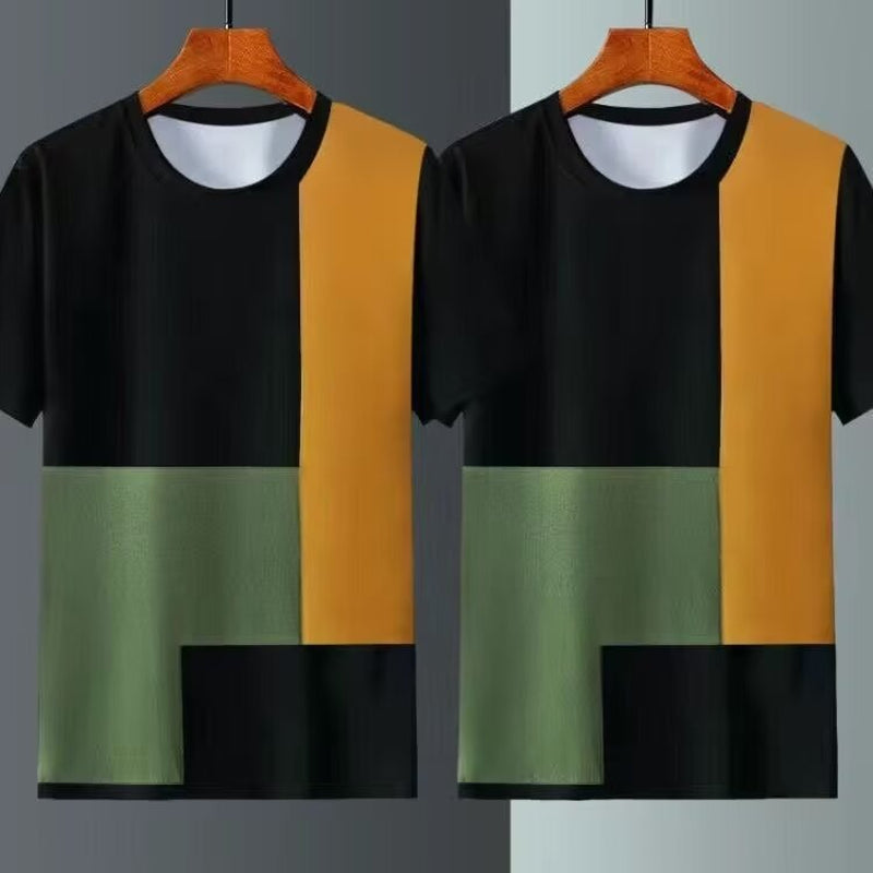 Summer Ice Silk Short Sleeve T-Shirt Men