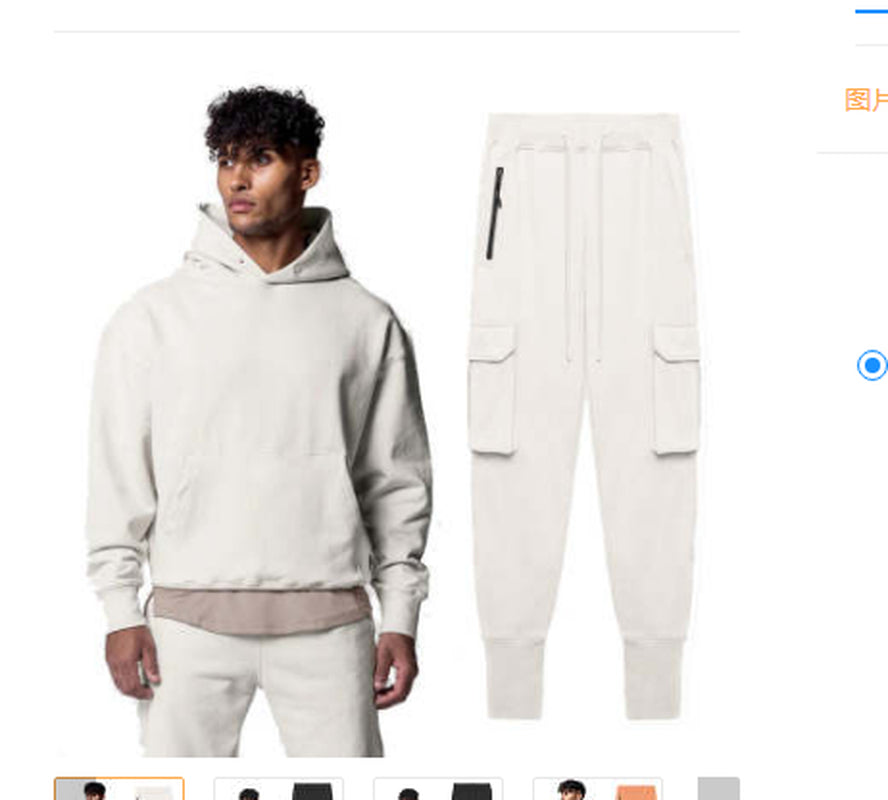 Men'S Thick Cotton Hoodies Training Sets Casual Sports Kits Pullover Hooded Top with Pants Sweatshirts Gym Running Tracksuits