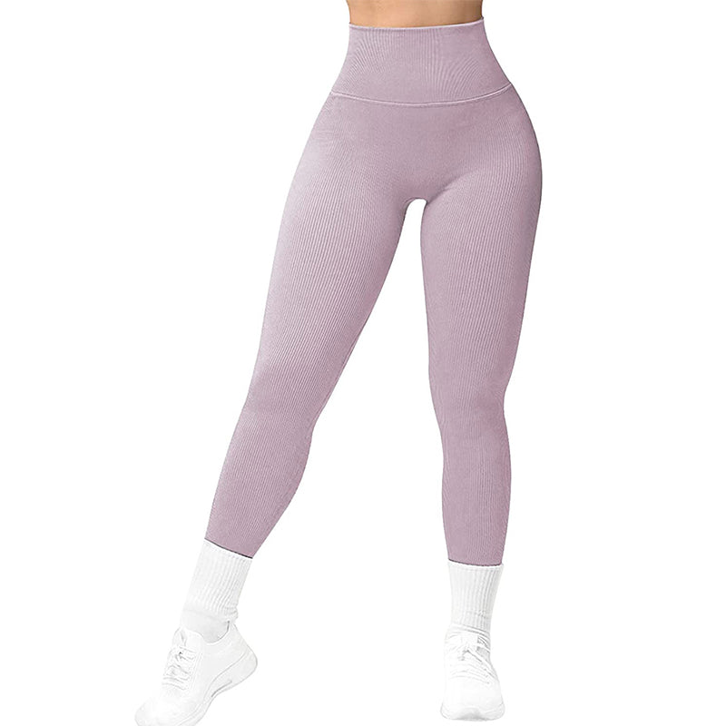 High Waist Seamless Leggings Threaded Knitted Fitness Pants Solid Women'S Slimming Sports Yoga Pants Elastic Running Sport Leggings
