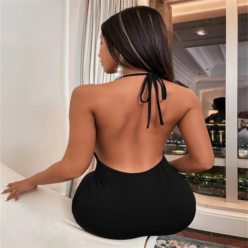 Summer Deep V-Neck Dress Temperament Sling Backless Halter Dresses Women'S Clothing