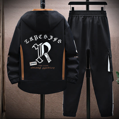 men's fall hooded jacket set