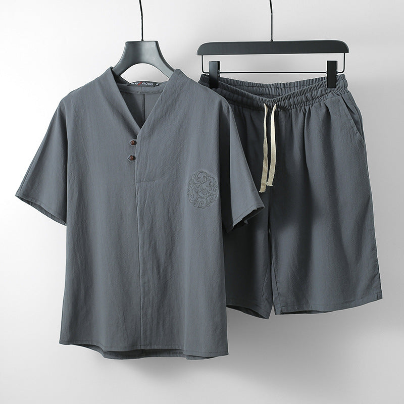 Loose Linen Menswear Clothing Two-Piece Set