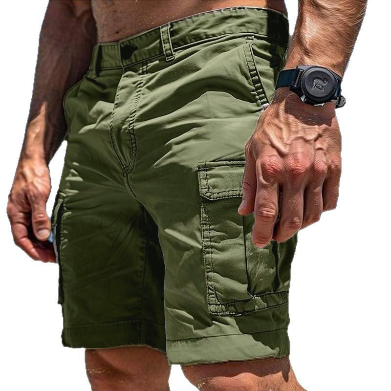 Men'S Cargo Shorts Summer Multi-Pocket Button Zipper Pants with Pockers Fashion Beach Pants