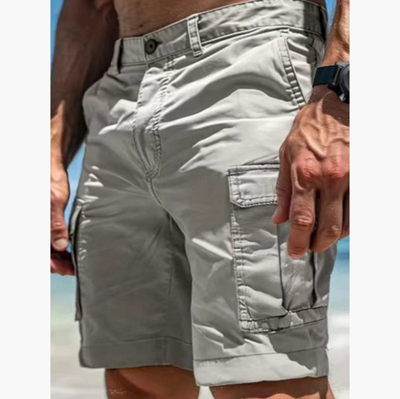 Men'S Cargo Shorts Summer Multi-Pocket Button Zipper Pants with Pockers Fashion Beach Pants