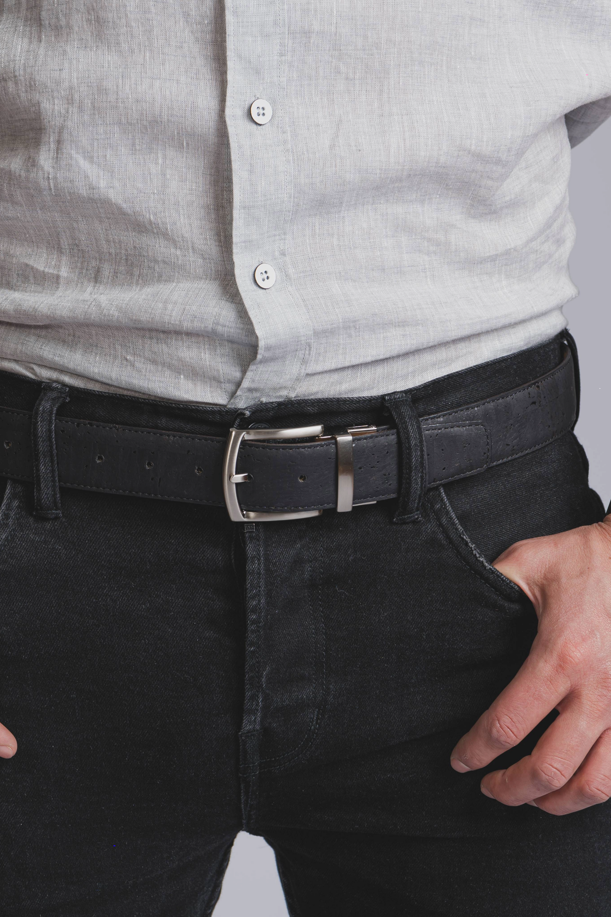 reversible cork men's belt