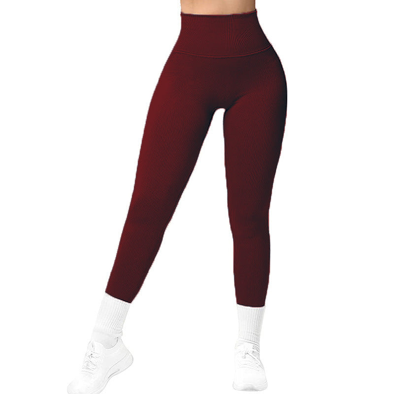 High Waist Seamless Leggings Threaded Knitted Fitness Pants Solid Women'S Slimming Sports Yoga Pants Elastic Running Sport Leggings