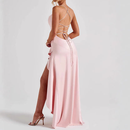 backless ruffle maxi dress