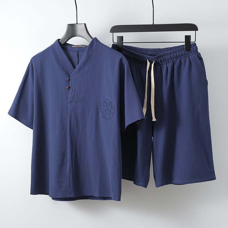 Loose Linen Menswear Clothing Two-Piece Set