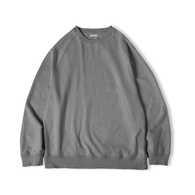 Retro Washed Heavy Looped Fabric round Neck Sweater