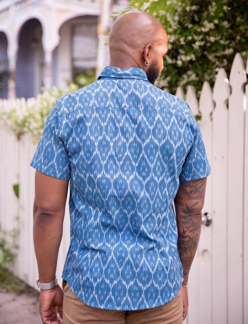 Cobalt Blue Men's Button-Down Shirt