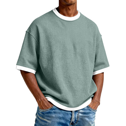 Men’s Contrast Color Crew Neck T-Shirt