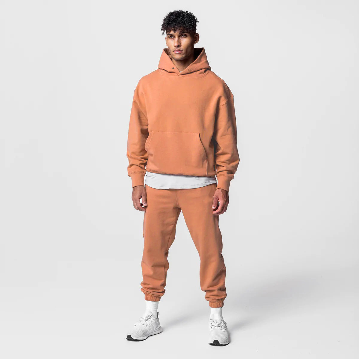 Men'S Thick Cotton Hoodies Training Sets Casual Sports Kits Pullover Hooded Top with Pants Sweatshirts Gym Running Tracksuits