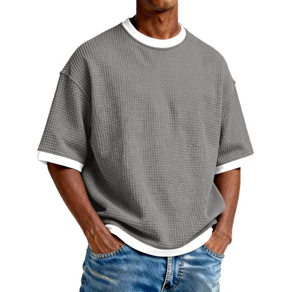 Men’s Contrast Color Crew Neck T-Shirt