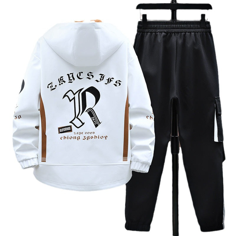 men's fall hooded jacket set