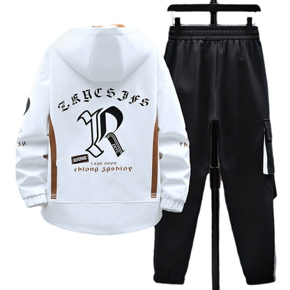 men's fall hooded jacket set