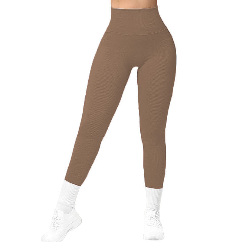 High Waist Seamless Leggings Threaded Knitted Fitness Pants Solid Women'S Slimming Sports Yoga Pants Elastic Running Sport Leggings