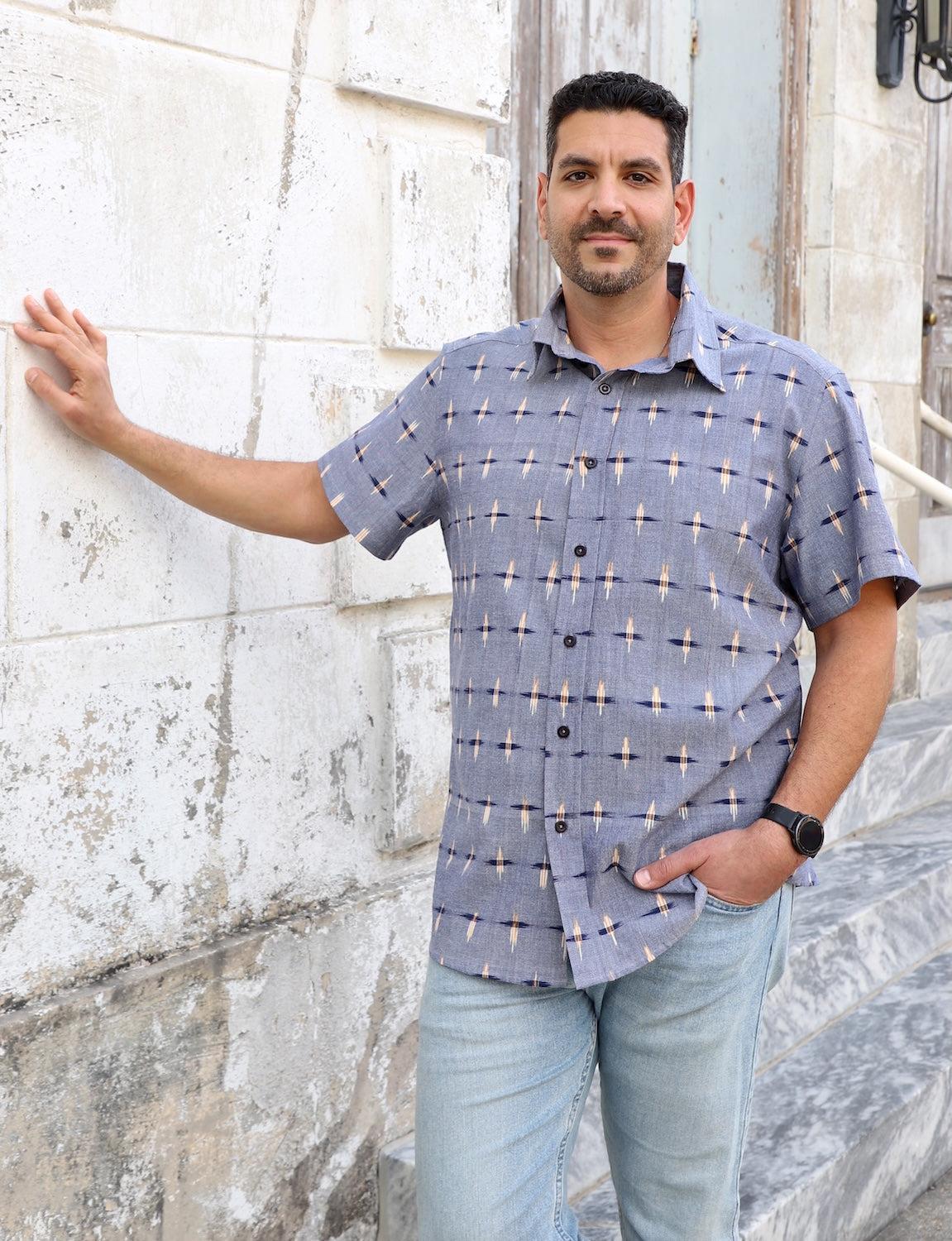 Heritage Ikat Organic Cotton Men's Button-Down Shirt