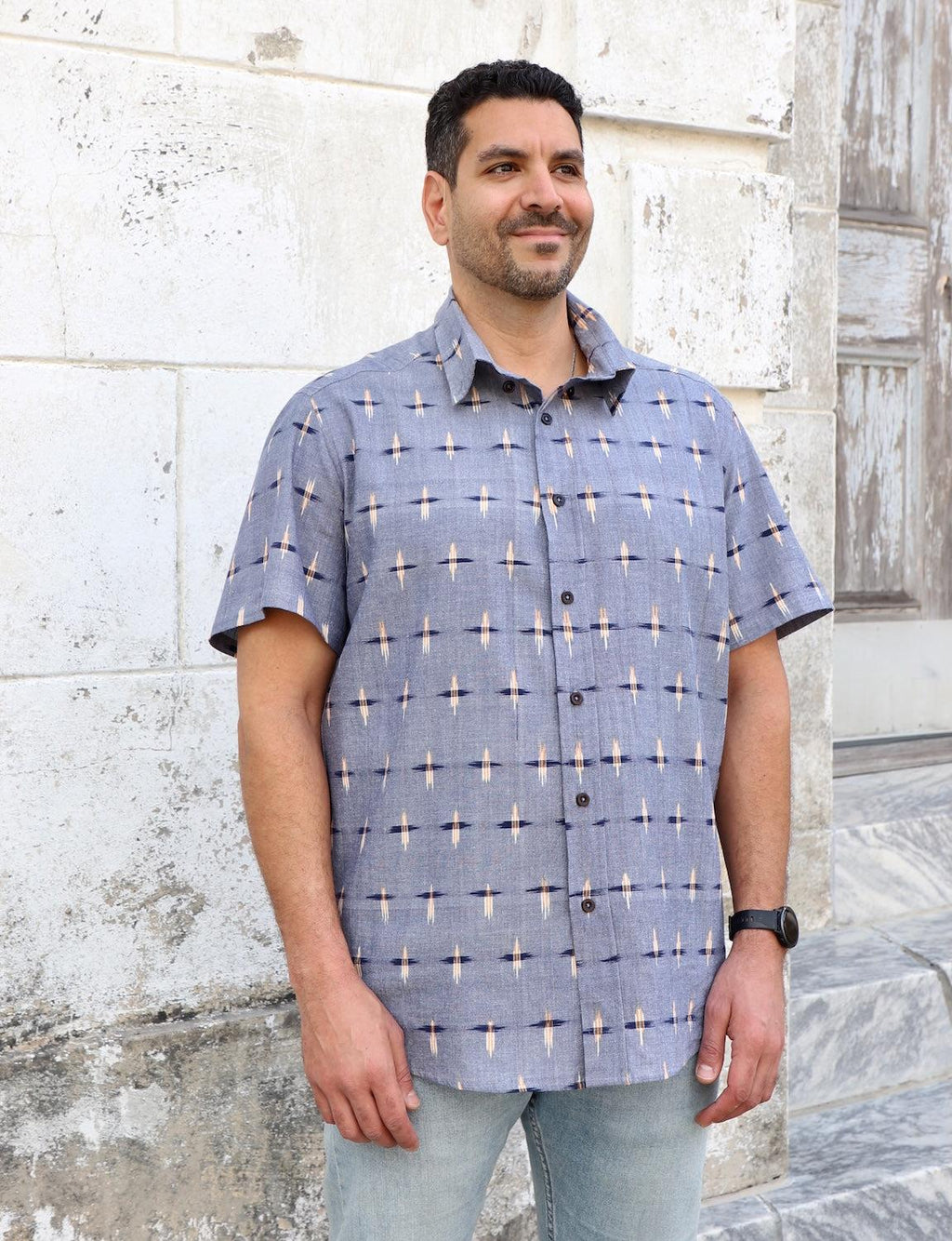 Heritage Ikat Organic Cotton Men's Button-Down Shirt