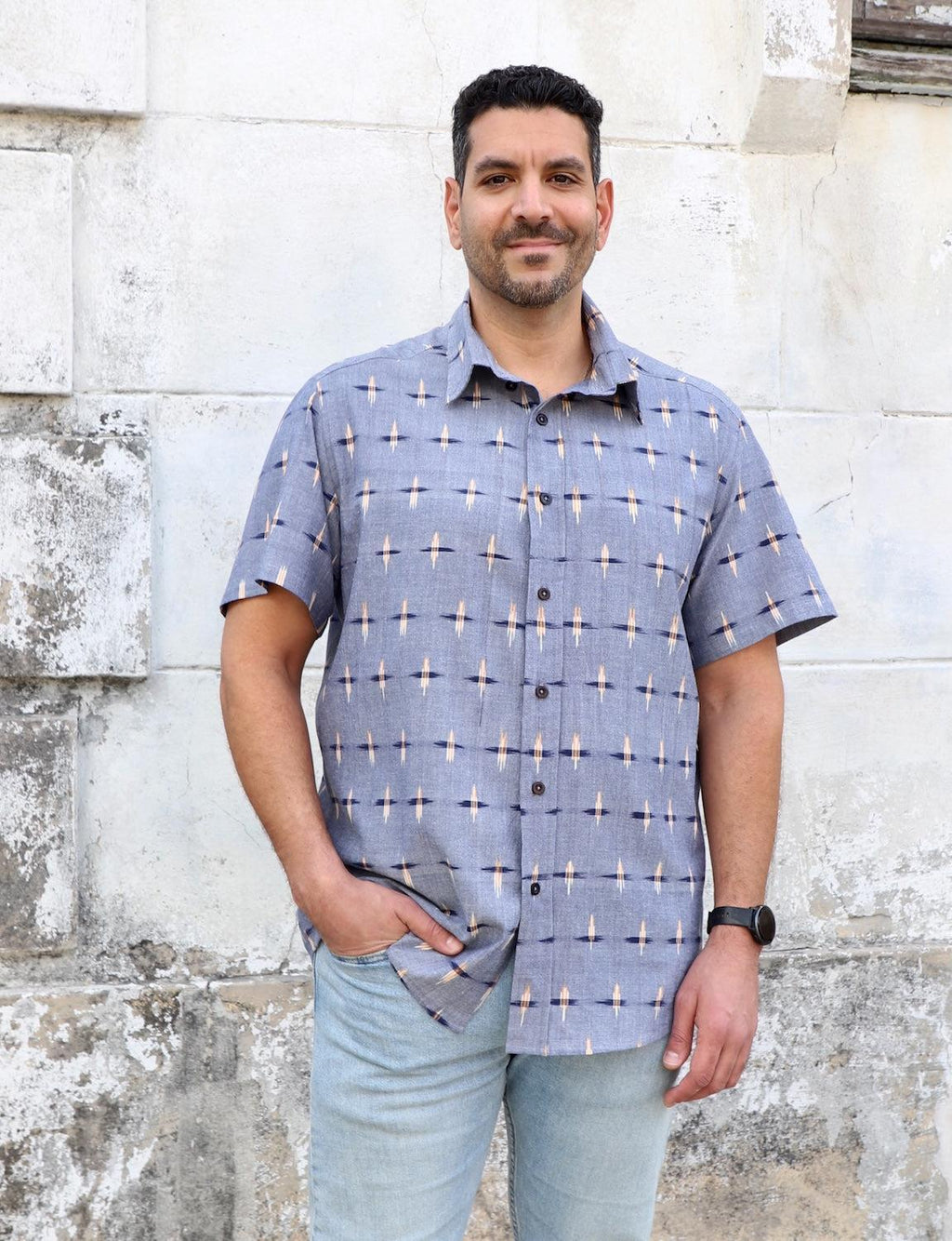 Heritage Ikat Organic Cotton Men's Button-Down Shirt