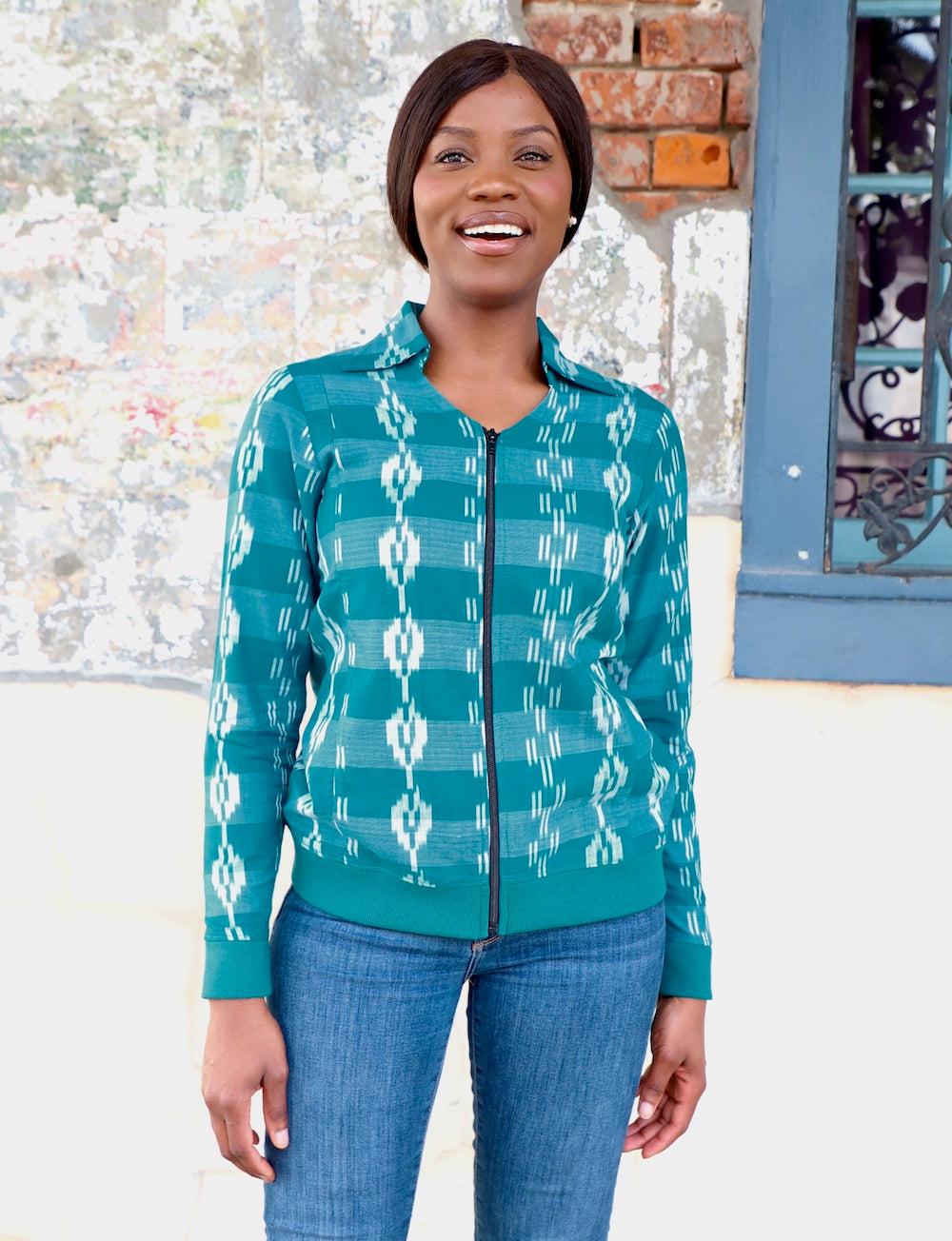 Nilena Turquoise Handwoven Ikat Jacket – Final Sale