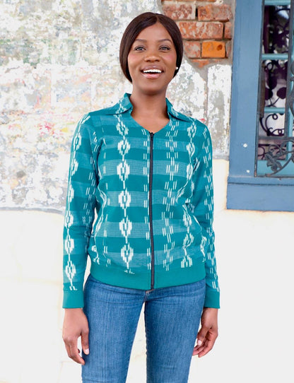 turquoise handwoven ikat jacket
