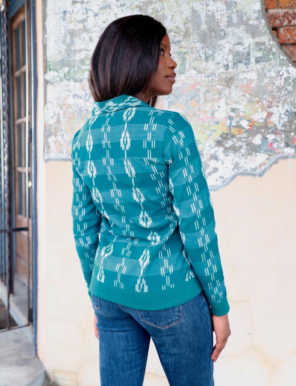 Nilena Turquoise Handwoven Ikat Jacket – Final Sale