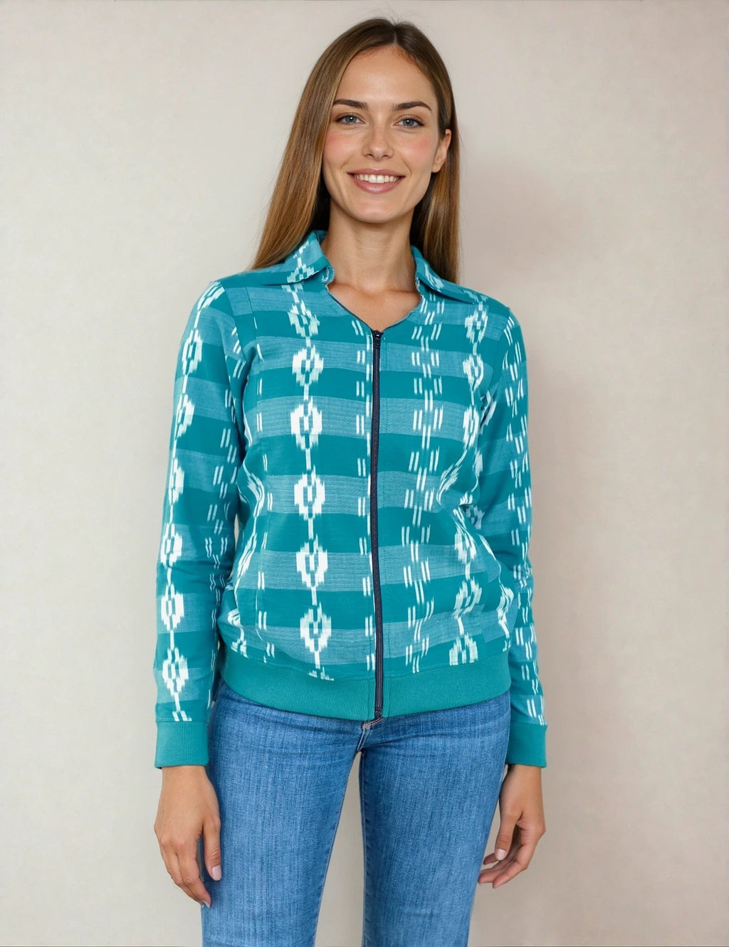 Nilena Turquoise Handwoven Ikat Jacket – Final Sale