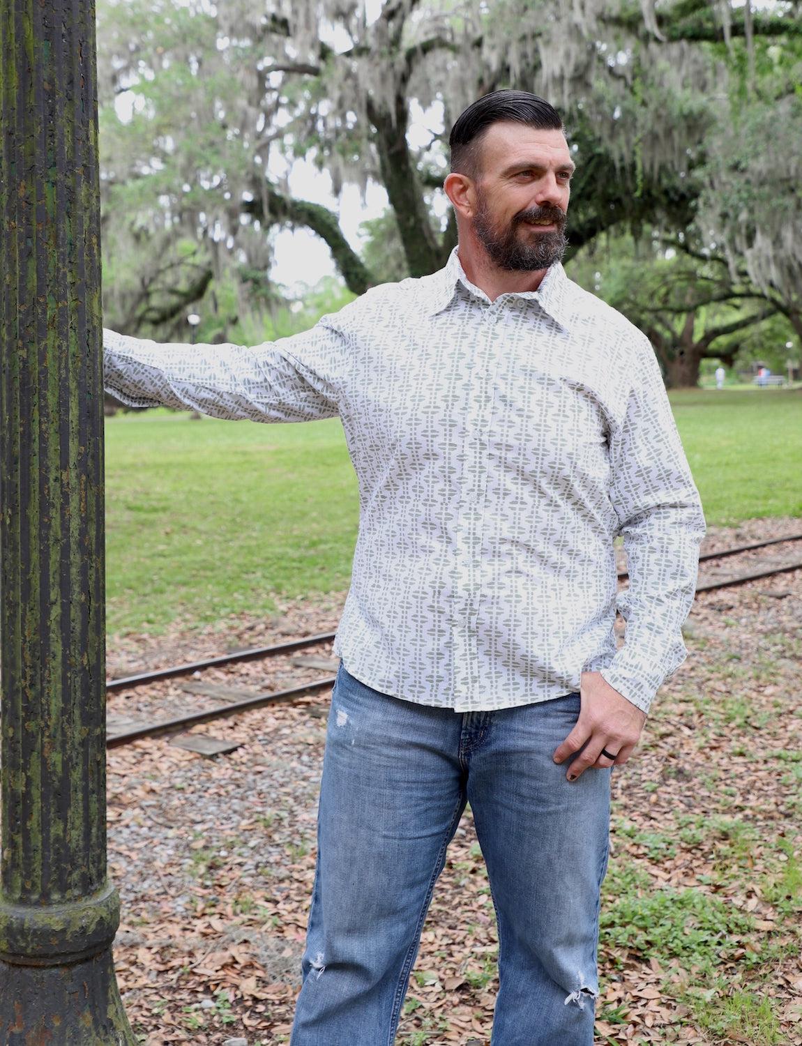 Pistachio Organic Cotton Men's Button-Down Shirt