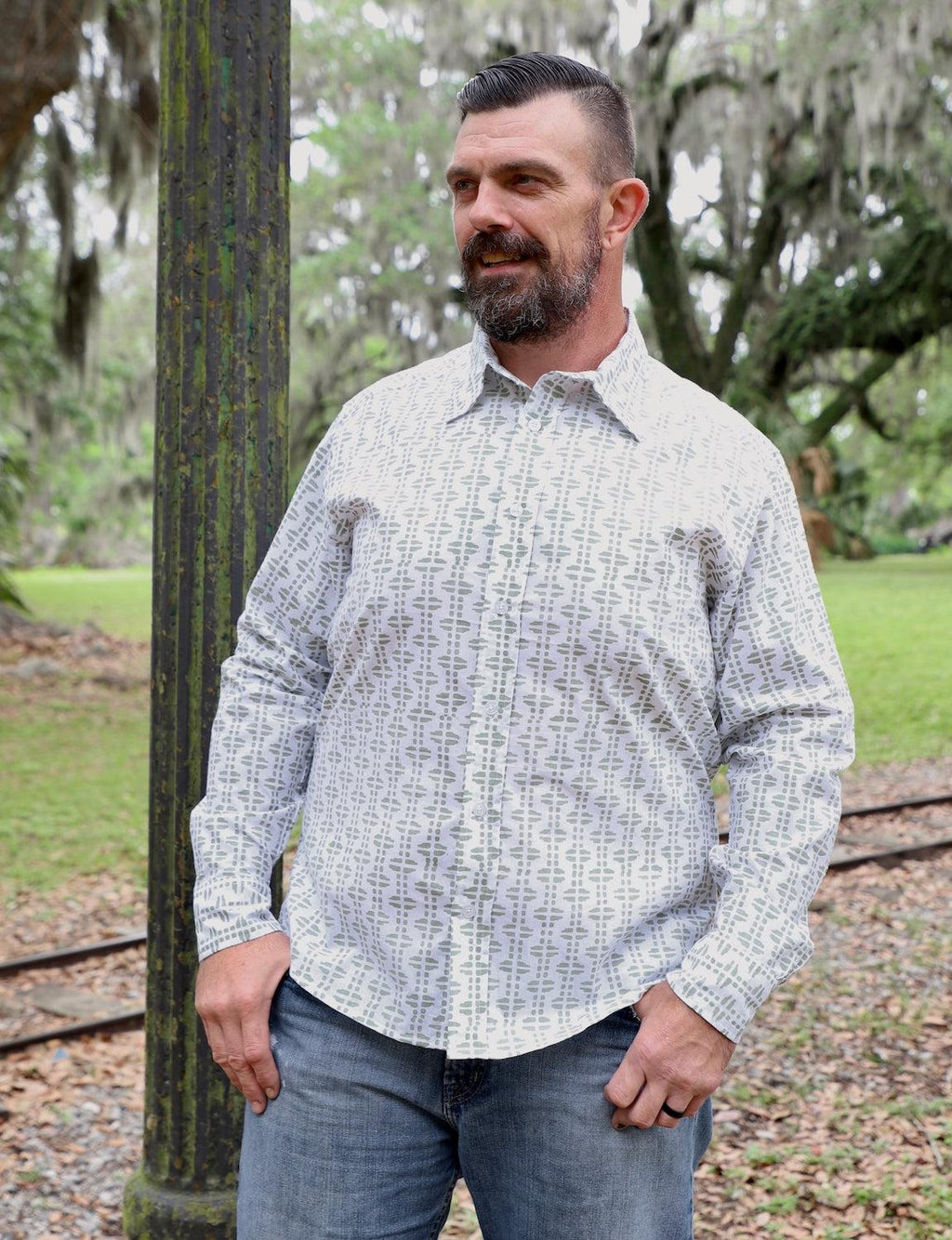 Pistachio Organic Cotton Men's Button-Down Shirt