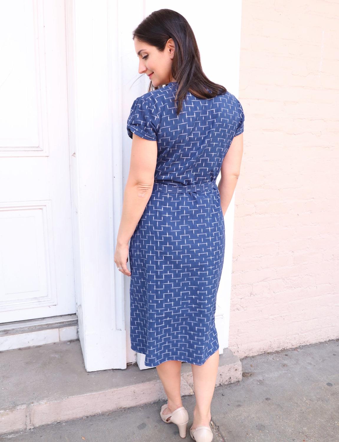 Twilight Handwoven Ikat Cotton Wrap Dress